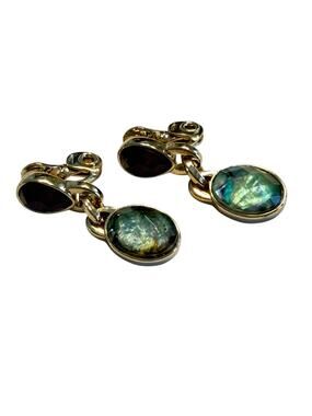 The Jewelry Group TJG clip on earrings goldtone drop dangle opalescent beads